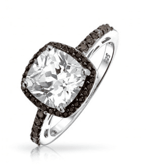 Vintage Black Chocolate CZ Cushion Cut 925 Silver Engagement Ring only $34.99.