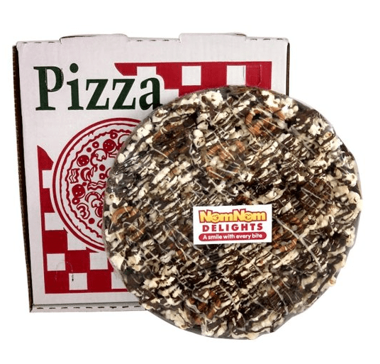 NomNom Delights Chocolate Lovers Popcorn Pizza in a Box Unique Gourmet Gift Kosher Certified Sea Salt Caramel Grocery Gourmet Food