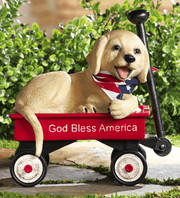 Peedy Puppy 4th of July Decoration Garden Statue