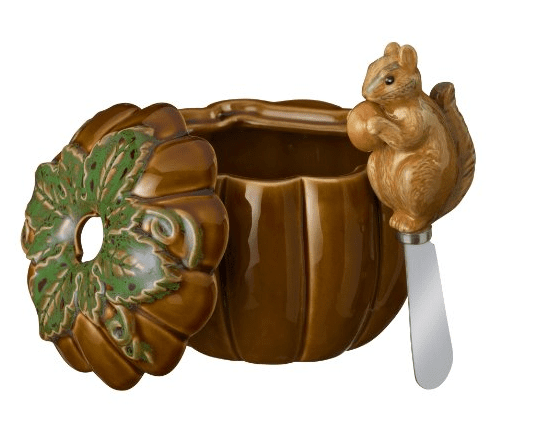 Grasslands Road Home Again Pumpkin Dip Bowl with Squirrel Spreader Set