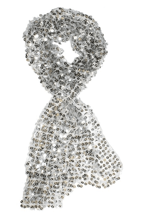 LibbySue Dazzling Sequined Sparkle Net Shawl Scarf