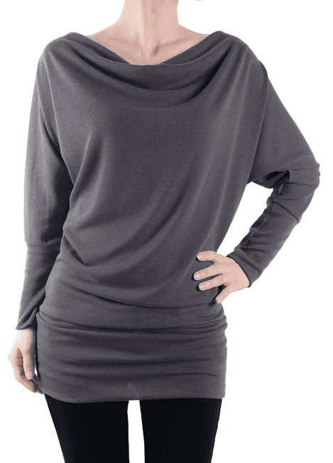 Womens Long Sleeve Basic Cowell Neck Tunic Top
