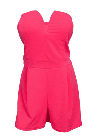 eVogues Plus Size Pleated Bust Strapless Romper