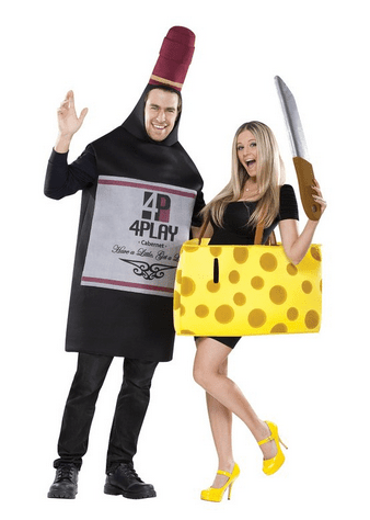 Amazon.com FunWorld Perfectly Paired Wine And Cheese Set 2 COSTUMES IN 1 BAG Black Yellow One Size Adult Sized Costumes Clothing