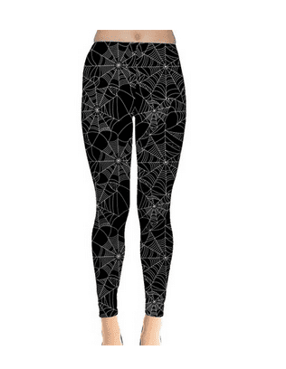 Black Halloween Spider Web Pattern Women s Leggings at Amazon Women’s Clothing store