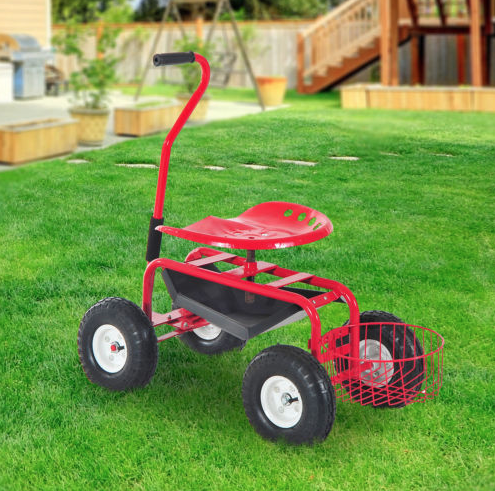Sunnydaze Garden Cart Rolling Scooter